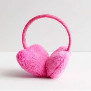 Anthropologie Hot Pink Faux Fur Heart-Shaped Earmuffs | One Size